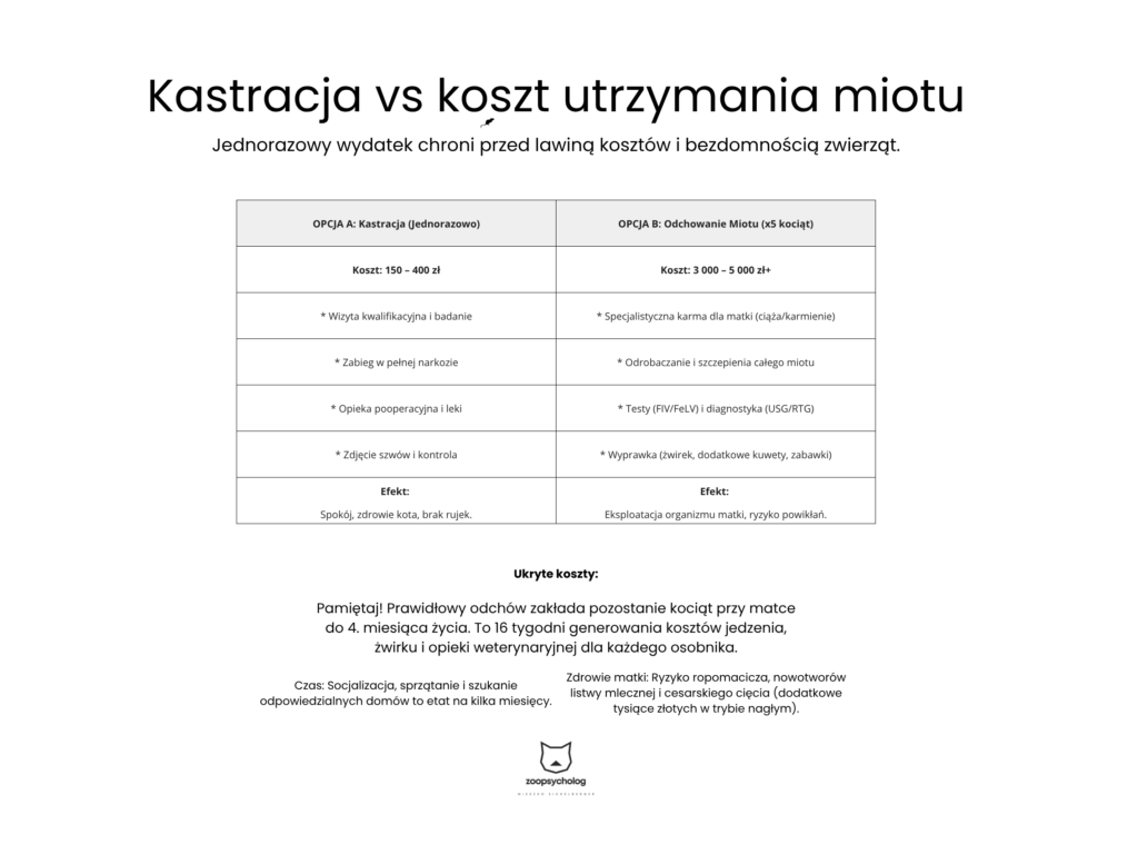 Kastracja vs koszt utrzymania miotu Kastracja vs koszt utrzymania miotu